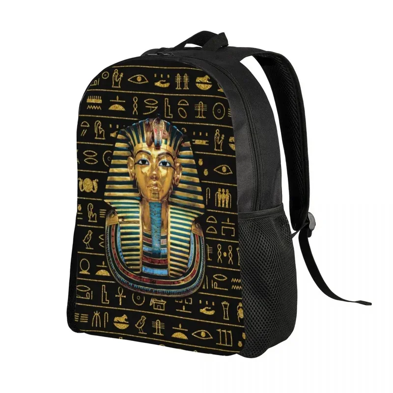 Ancient Gold Pharaoh Egypt King Tut Travel Backpack School Laptop Bookbag Egyptian Hieroglyphic College Student Daypack Bags