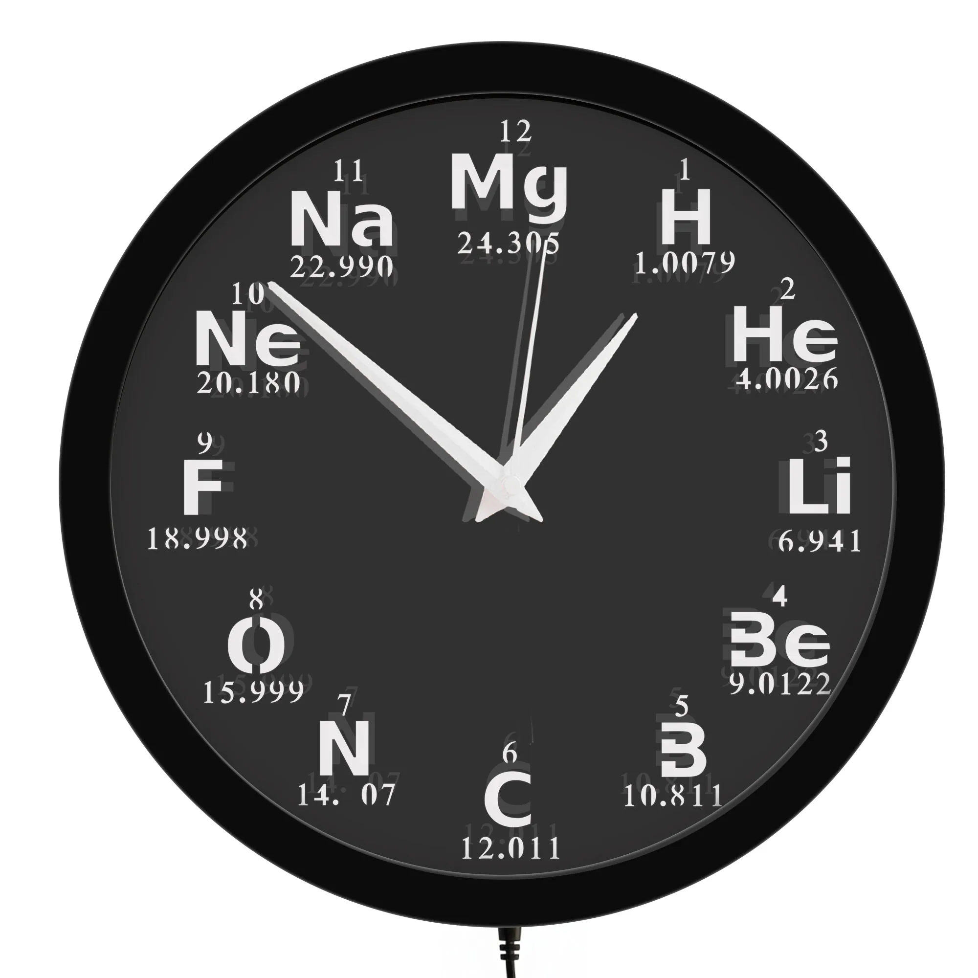 Chemistry Periodic Table LED Light Wall Clock for Laboratory School Classroom Chemistry Luminous Neon Sign Decorative Wall Clock
