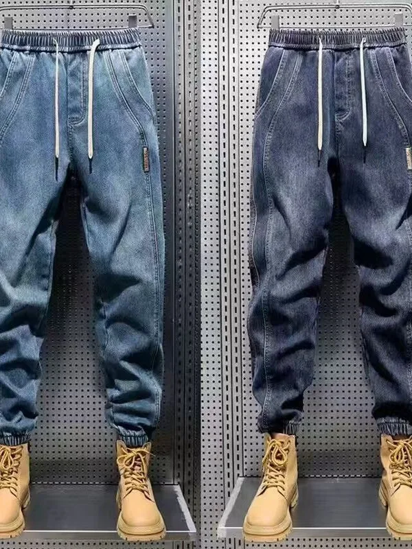 

American Style Elastic Waist Men's Jeans Spring Autumn New Loose Trousers Casual Workwear Harlan Long Pants Youth Trend