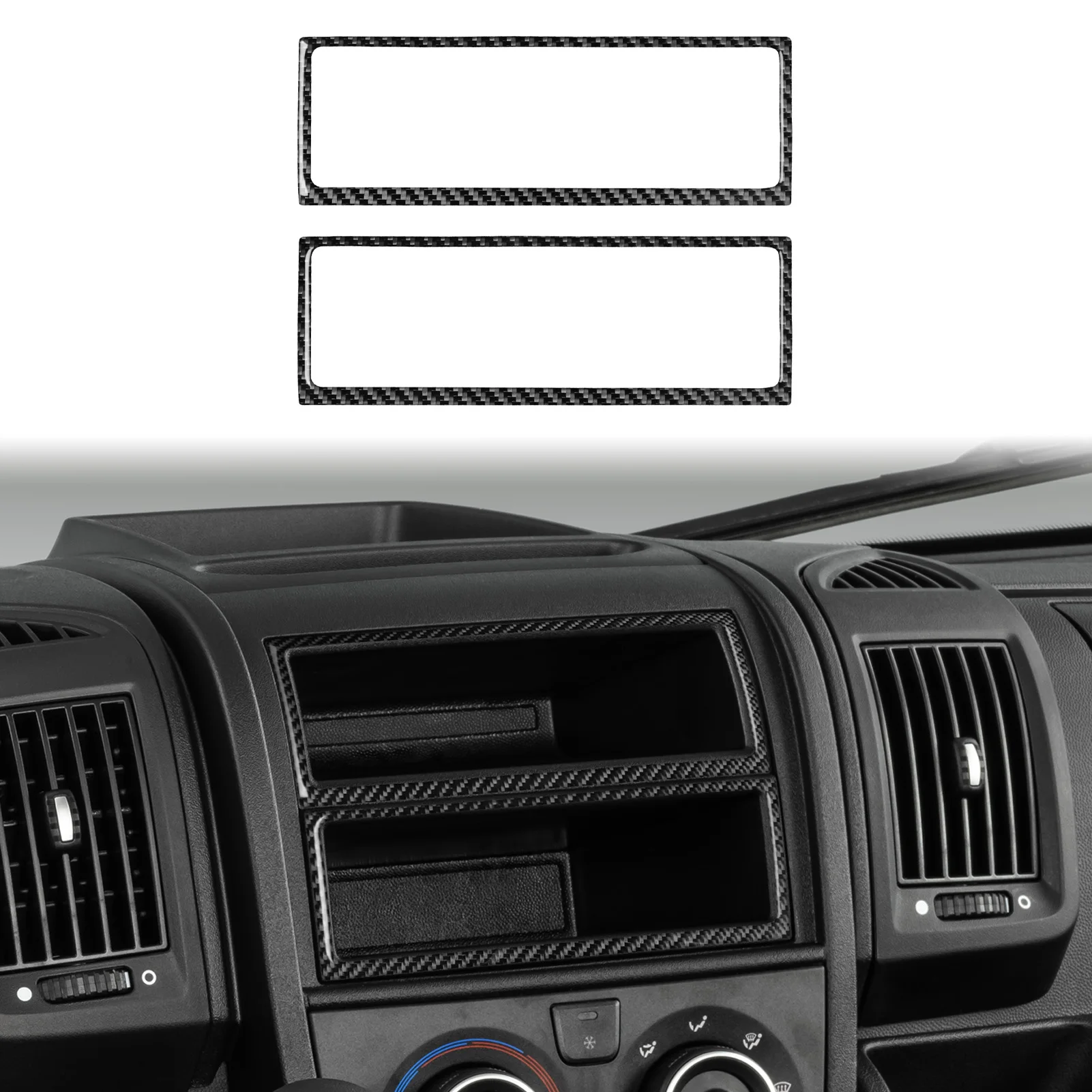 Center Storage Panel Frame Trim Sticker For Fiat Ducato 250 2006–2021 Real Carbon fiber Car Accessories Change Interior Style