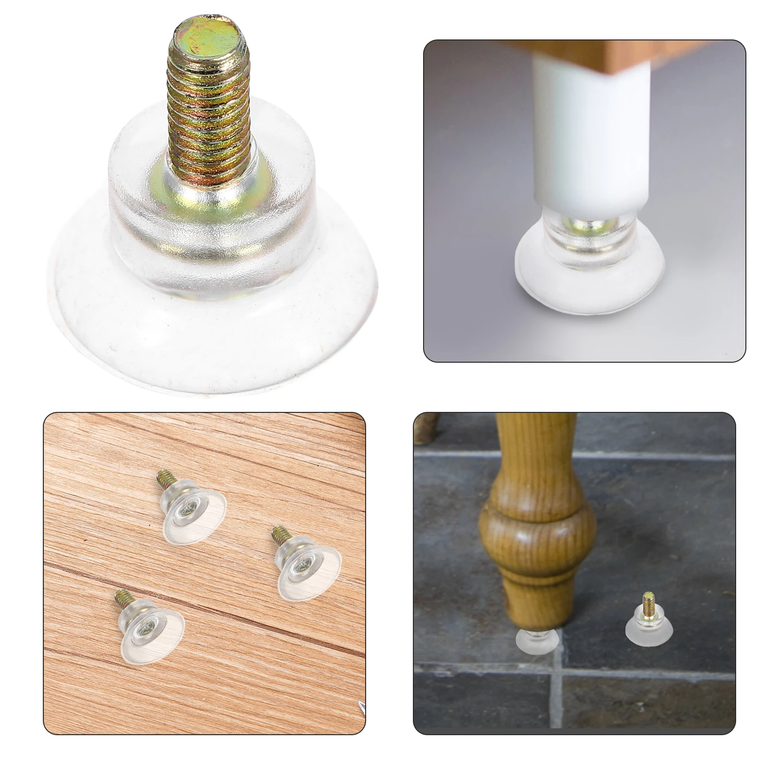 

10Pcs Transparent Screw Rod Glass Support Furniture Pads Strong Suction Cup No Drill Non Slip Floor Protectors for Chair Table