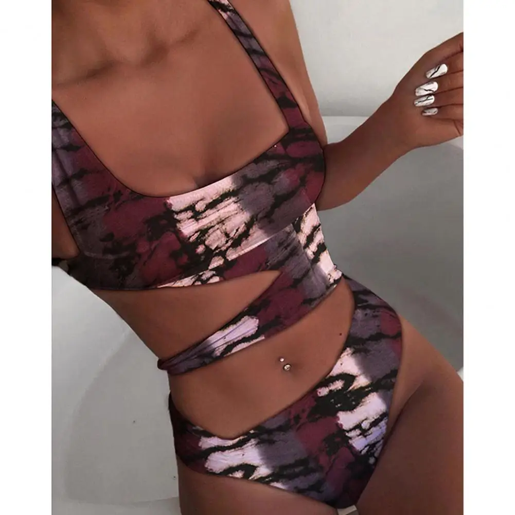 Bathing Suits Solid Color Women Swimsuit Non-shrink All-match  Modern Push Up Summer Beachwear