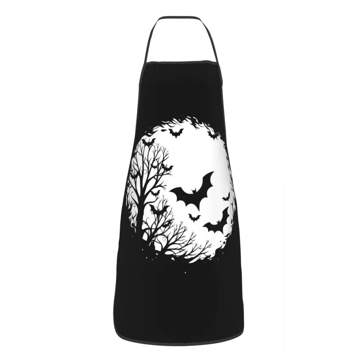 Custom Halloween Spooky Bat Moon Funny Aprons Men Women Adult Unisex Kitchen Chef Bib Tablier Cuisine Cooking Baking Painting