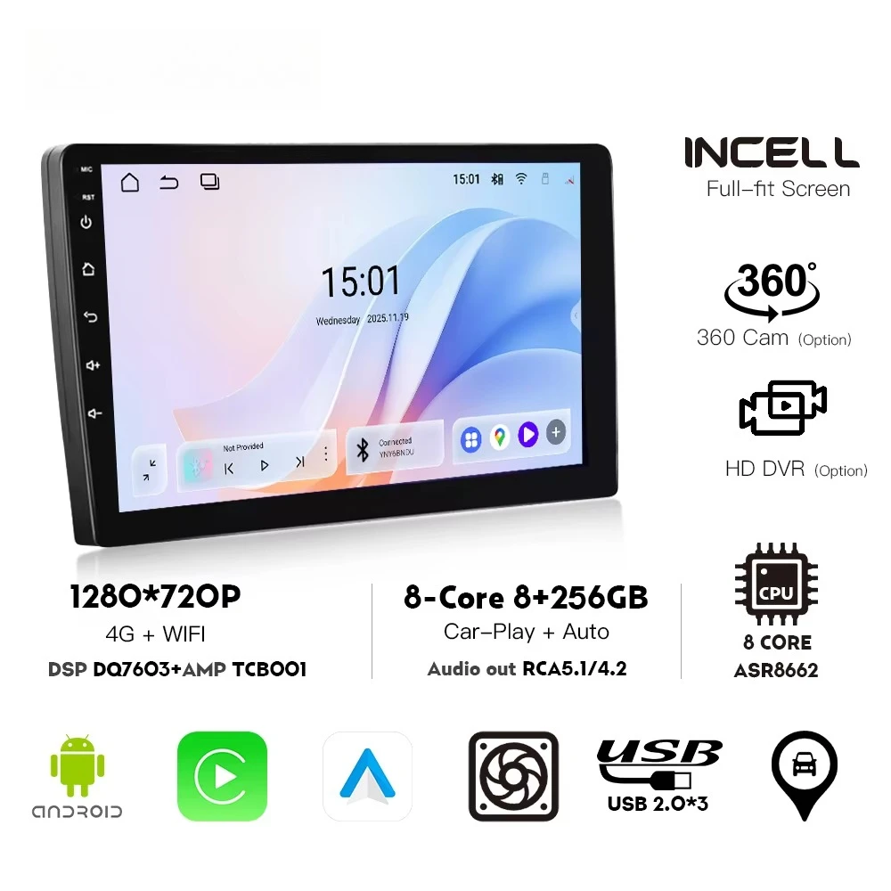 مشغل DVD للسيارة العالمي Android 2 Din 9 بوصة 2 + 32 جيجابايت شاشة تعمل باللمس راديو السيارة نظام تحديد المواقع والملاحة مع Carplay BT WIFI