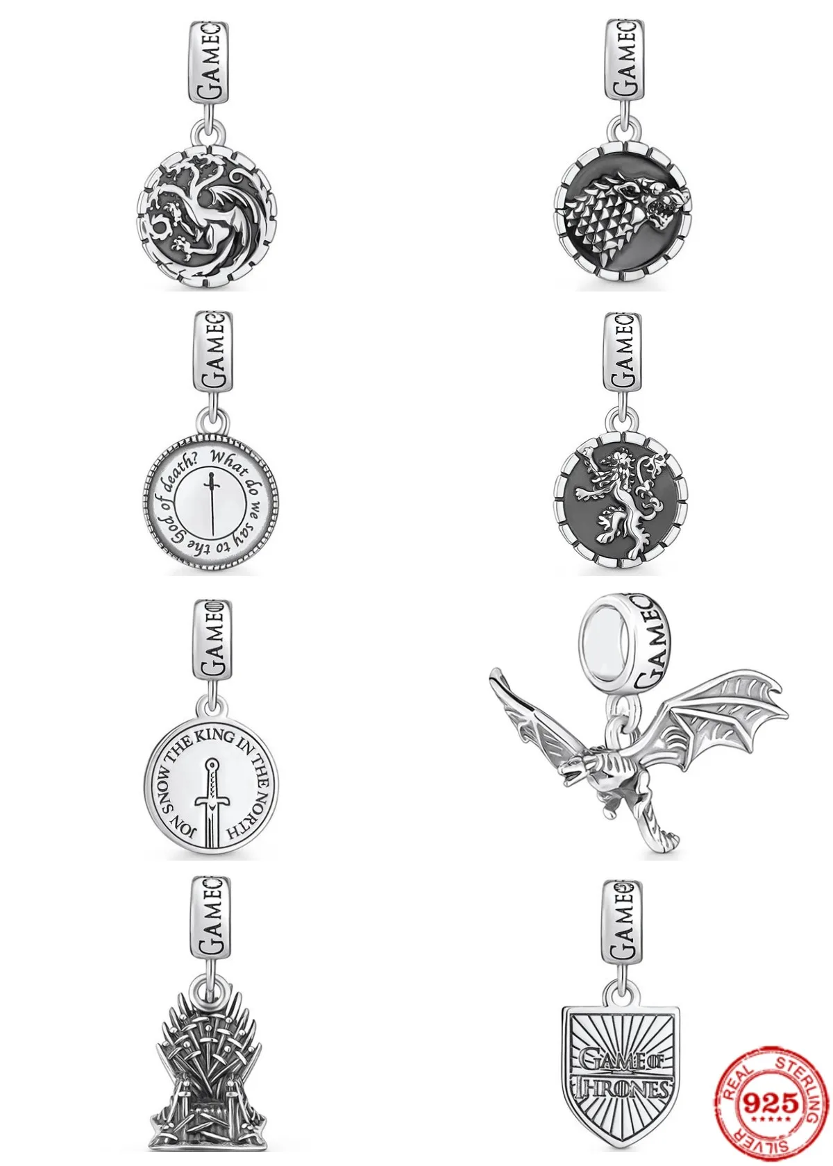 2022 New 925 Silver pendant bead Dragon Eagle Sword Castle Thron Fit Original Charm bracelets for Women Gift Fine Jewelry