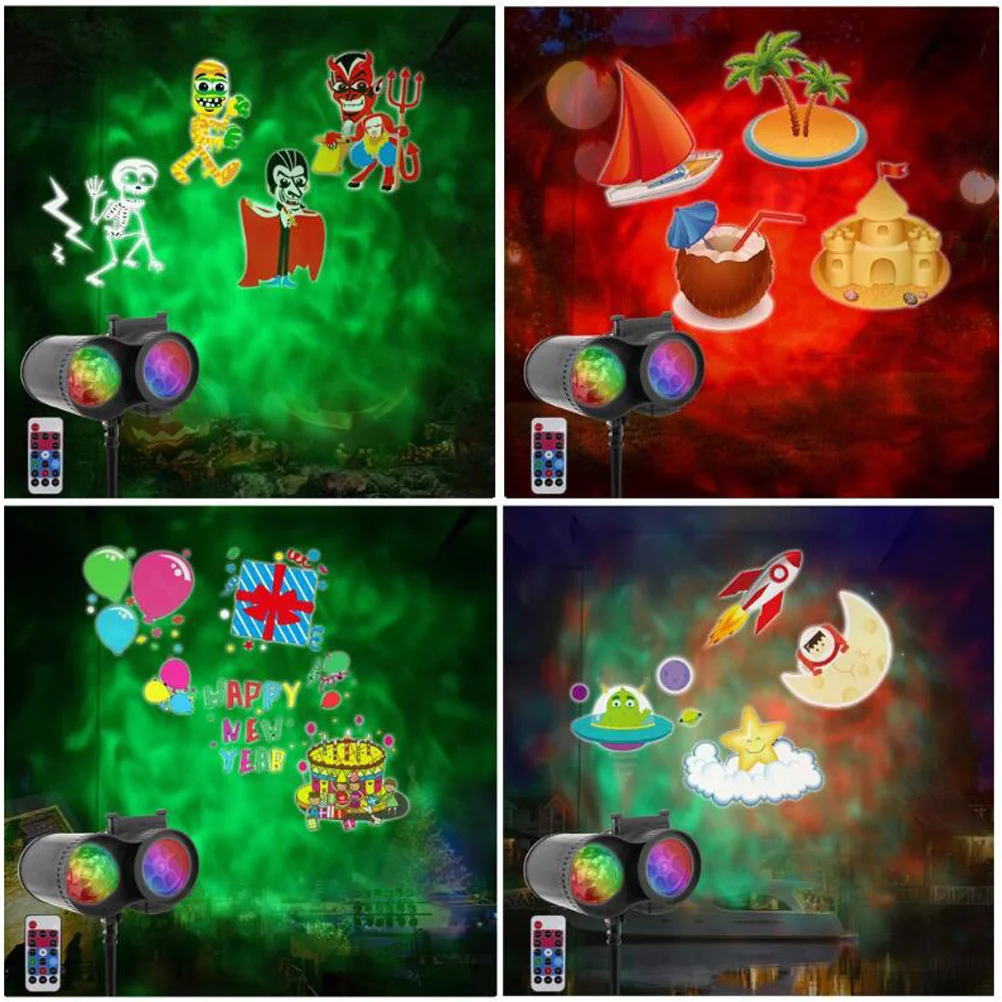 عيد الميلاد مقاوم للماء تتحرك جهاز عرض (بروجكتور) ليد ضوء 20 أنماط ملونة 6 حفرة عدسة أضواء خارجية حديقة عطلة الهالوين #1