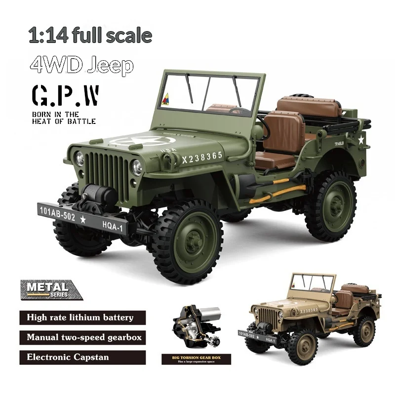 

Hengguan 1/14 Willis Jeep Внедорожник с полным приводом, электрическая модель с дистанционным управлением для мальчиков, радиоуправляемая игрушка, элитный подарок