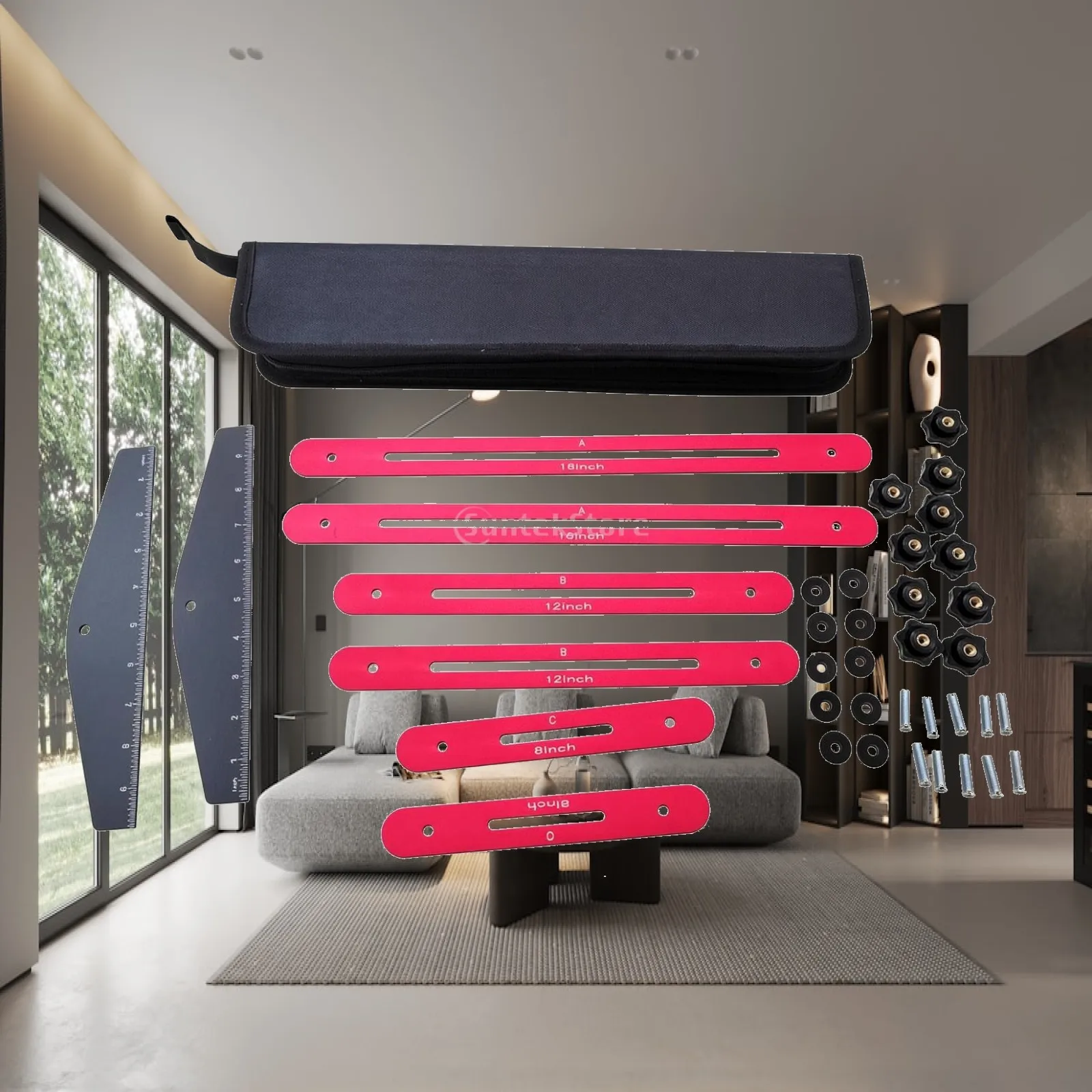 Folding Stair-Measuring Ruler Anodized Finish Multifunctional Folding Stair Ruler Precision Accurate for Carpenters, Woodworking