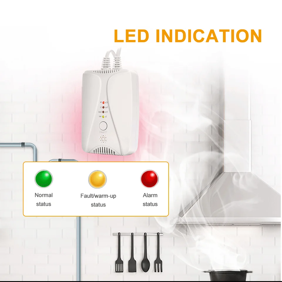 Detector de Gas HD2000 con válvula, Detector de Gas GLP, Detector de fugas de Gas Natural para el hogar, cocina, botella de Gas propano, metano CH4