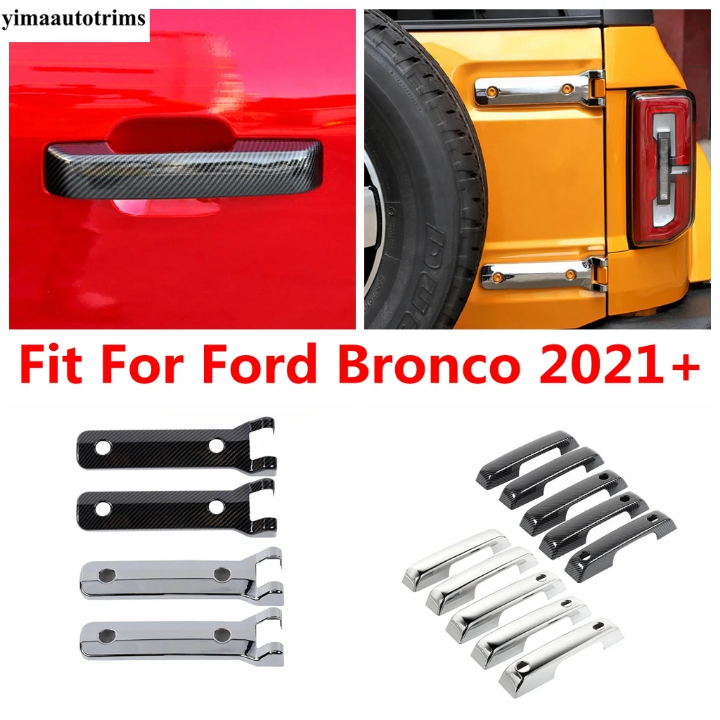 

Rear Door Spare Tire Tailgate Hinge Handle Decor Kit Cover Trim For Ford Bronco 2021 - 2024 Carbon Fiber Exterior Accessories