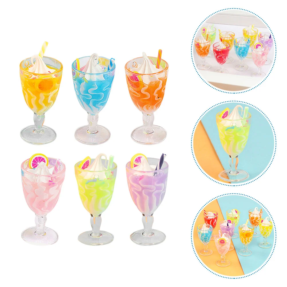 6 Pcs Goblet Ice Cream Toy Mini House Ornament Accessories Miniature Model Plastic Decorations Child Artificial Prop