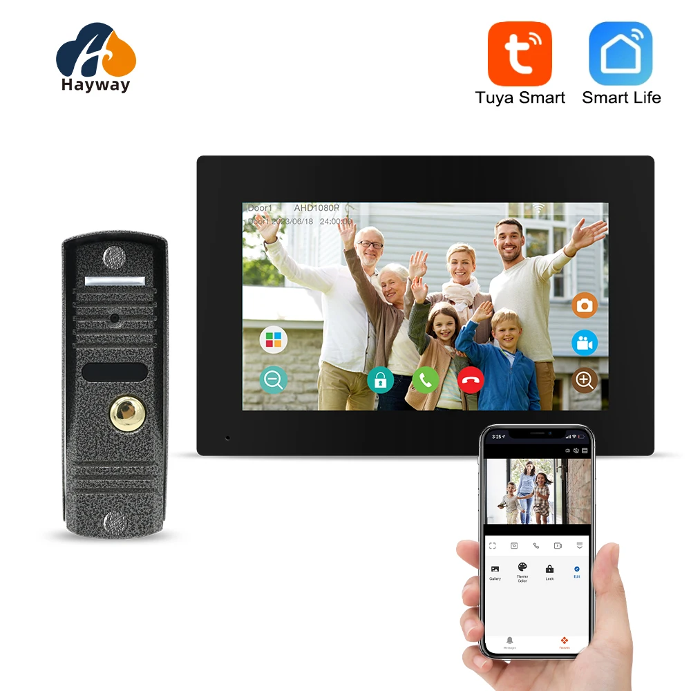 Tuya 7 Inche IPS Touch Screen Smart Home Video Intercom System WiFi Door Entry Phone Access with 1080P 110° FHD Doorbell Camera