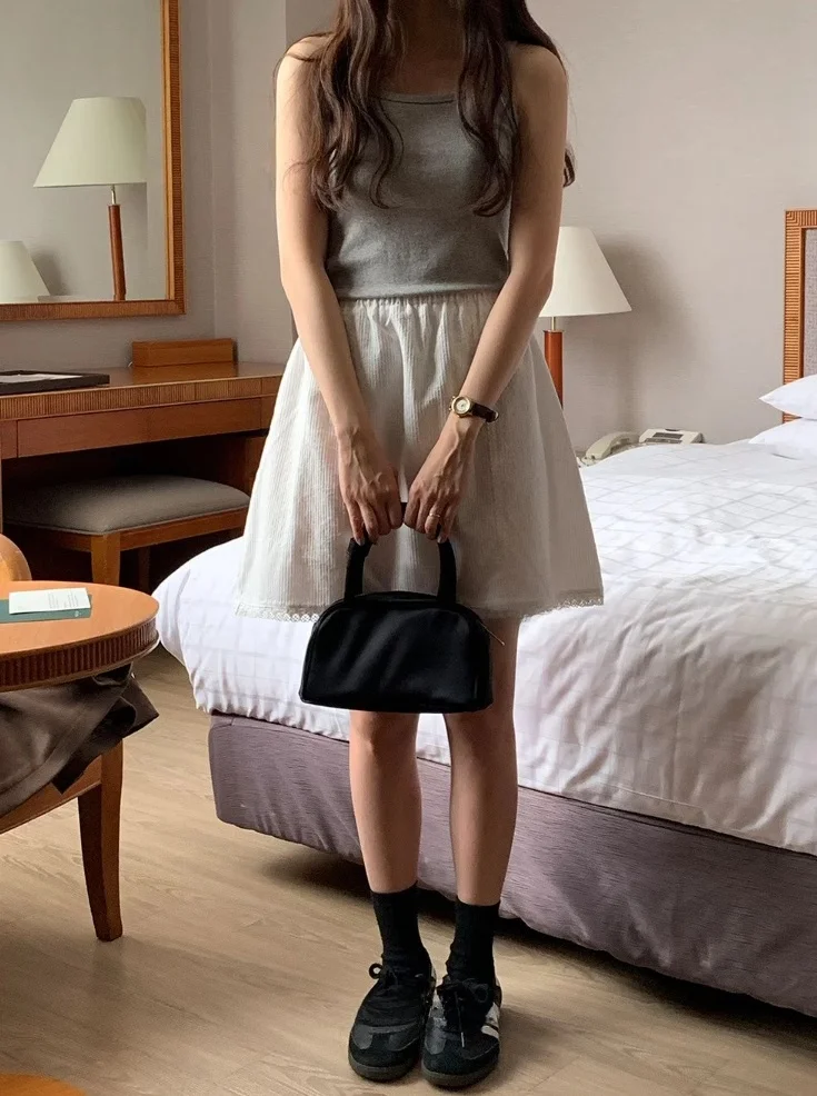 

Весенняя универсальная юбка с эластичной резинкой на талии, простая милая юбка трапециевидной формы с высокой талией, цвет Другое 00% ткань