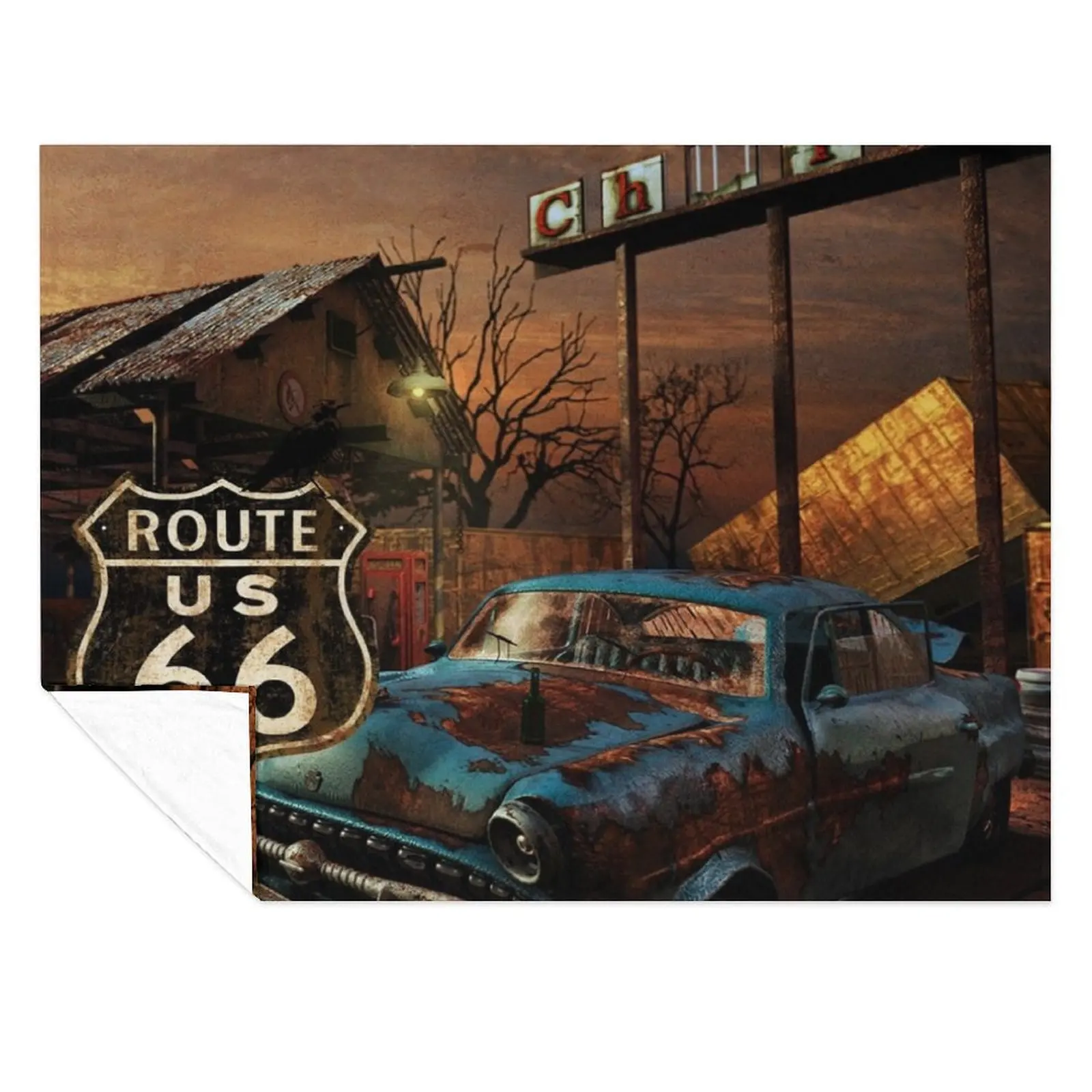 

ROUTE 66 Throw Blanket Furry Giant Sofa Multi-Purpose Blankets