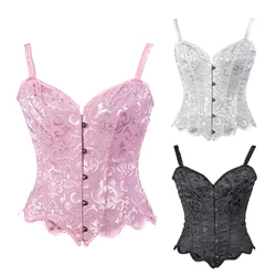 Sexy Ladies Corset Tanks Top Gothic Crop Tops Button Down Corsets Bustiers Tops