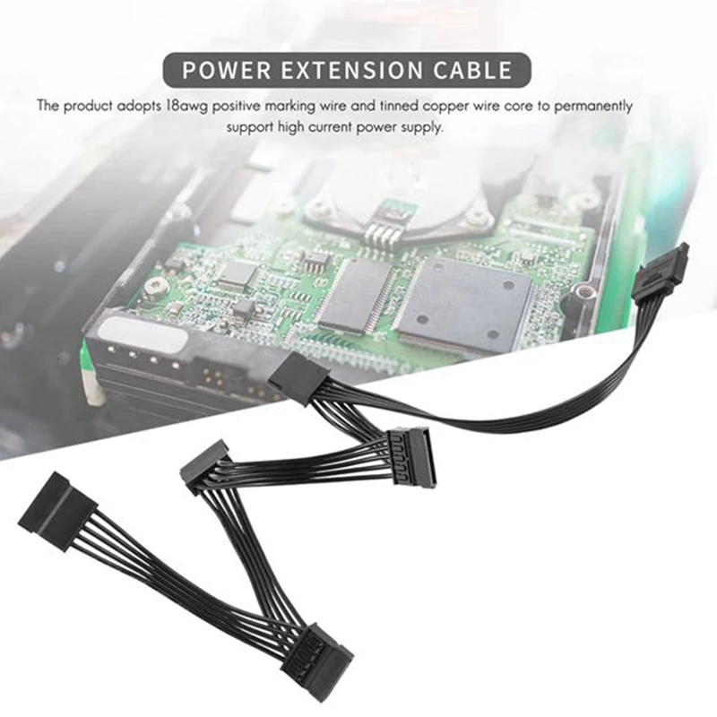 2 PCS 15 Pin SATA Extensão de Alimentação Cabo de Disco Rígido 1 Macho para 5 Fêmea Cabo Adaptador Divisor de Fonte de Alimentação