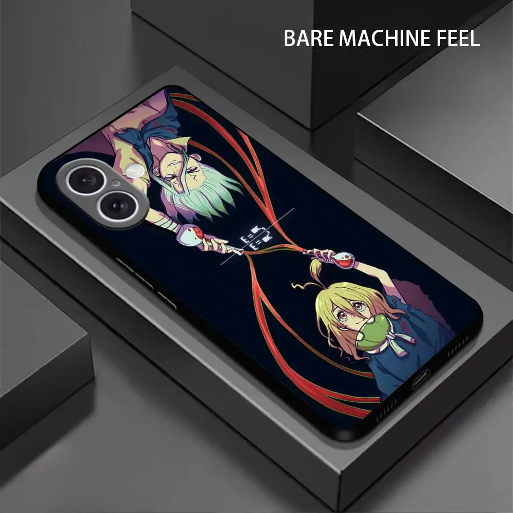 Dr.STONE Cool Science Anime Phone Case For iPhone 16 15 14 13 12 11 X XR XS 8 Plus Mini Pro Max Soft black Shockproof Cover