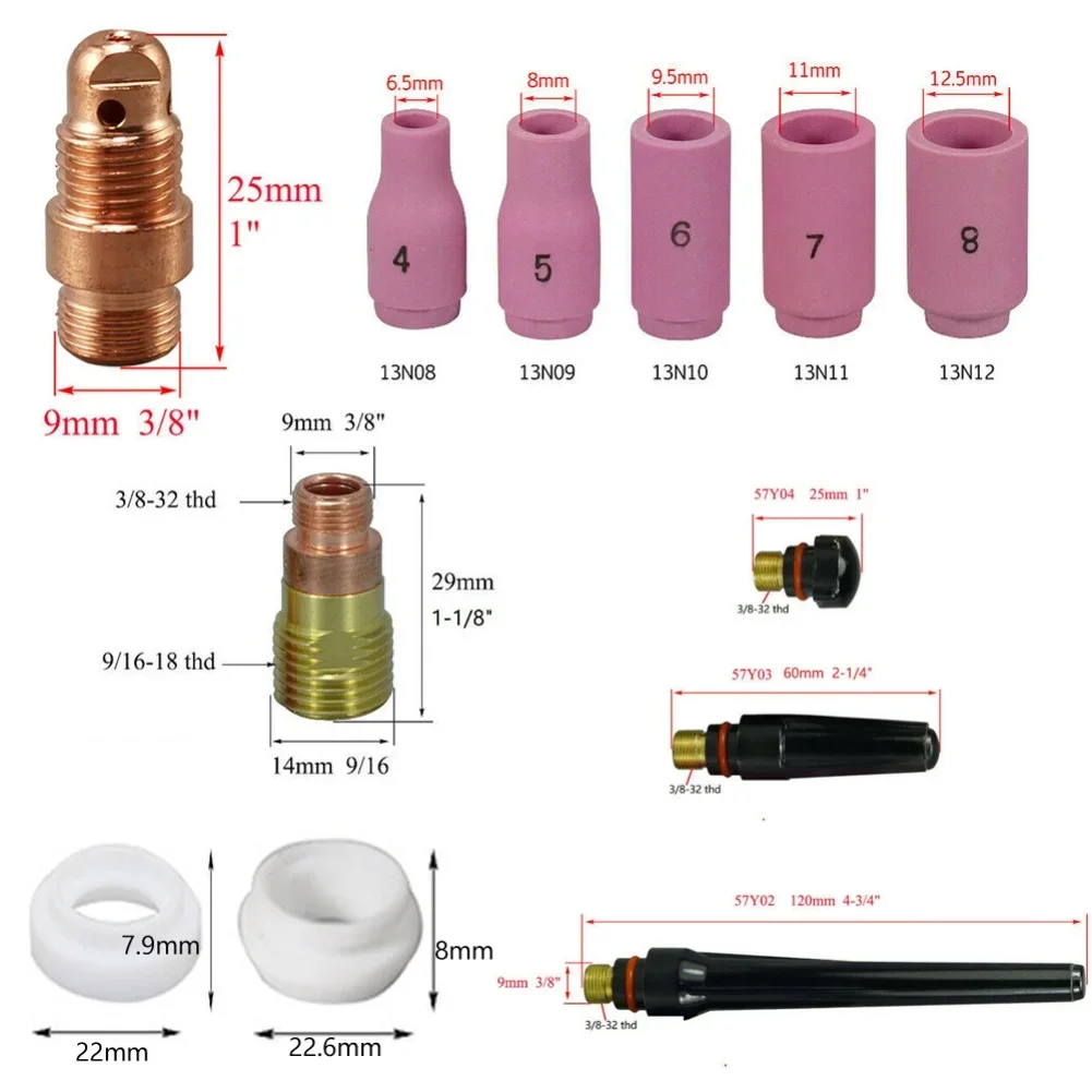Complete 55pcs Welding Torch Accessories Kit Copper Electrode for Argon Welding Tools Practical and Robust Set