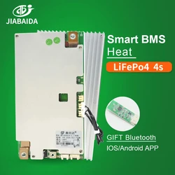 JIABAIDA Smart BMS 4S 12V LiFePo4 Li-ion Lithium Battery 100A 150A 200A JBD BMS BT Uart RS485 Heating Series Balance Function