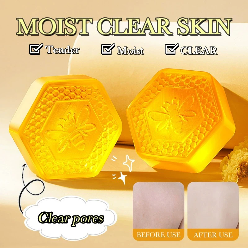 BIOAOUA Vitamin E Honey Essential Oil Soap - Gentle Cleansing Facial & Body Wash, Moisturizing Hydrating Fragrant Bath Soap, Nat