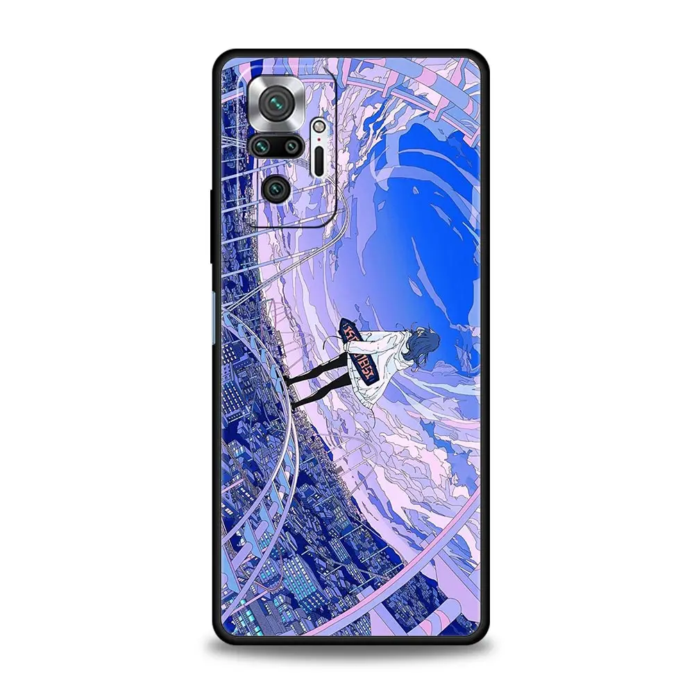 Etui na telefon Xiaomi Redmi Note 12 10 11 9 8 Pro Plus 9S 7 8T 9T 9A 8A 9C K40 Gaming Soft Cover Bumper Anime Girl Art Scenery