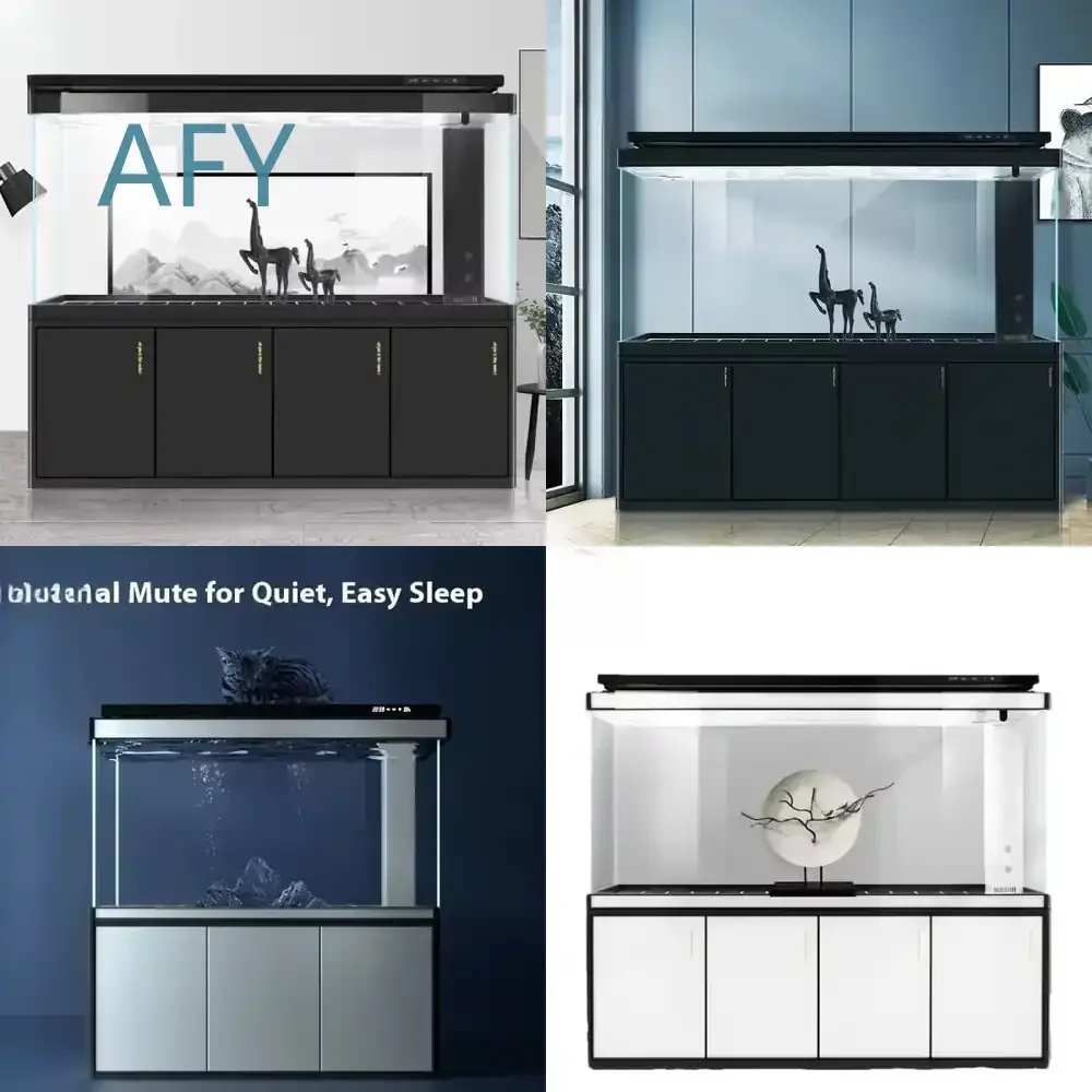 for Office Living Room Rectangular Modern Eco Friendly Glass Aquarium Bottom Filter 1000L Fish Tank Stand Cabinet Furniture