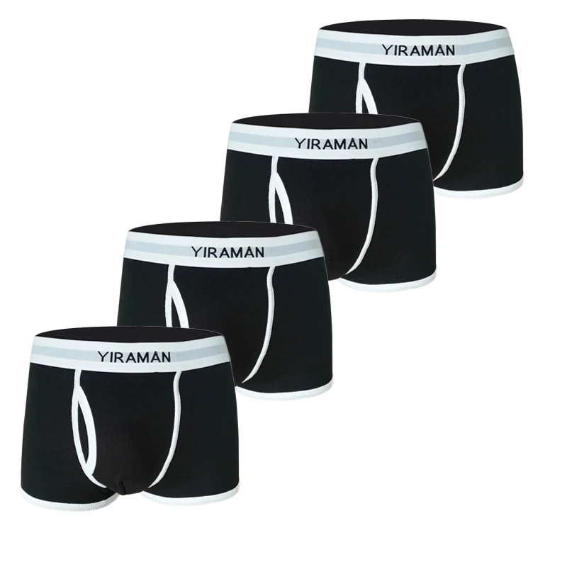 

4PCS Men Boxers Sexy U-bag Underwear Shots Solid Cotton Men's Breathable Lingerie Panties Sissy Panties Jockmail Underpants