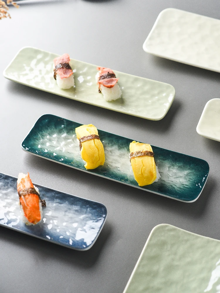 

Японская тарелка Sle Cerc Sui, прямоугольная тарелка для кебаба, креативная каменная текстура, тарелка для закусок, тарелка Saimi Di