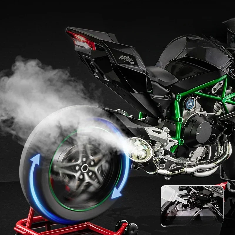 Alloy Racing Motorcycle Model Bootable Motorbike Toy Spray 1:6 Kawasaki H2R Birthday Gift Boyfriend Collection Miniature Voitur