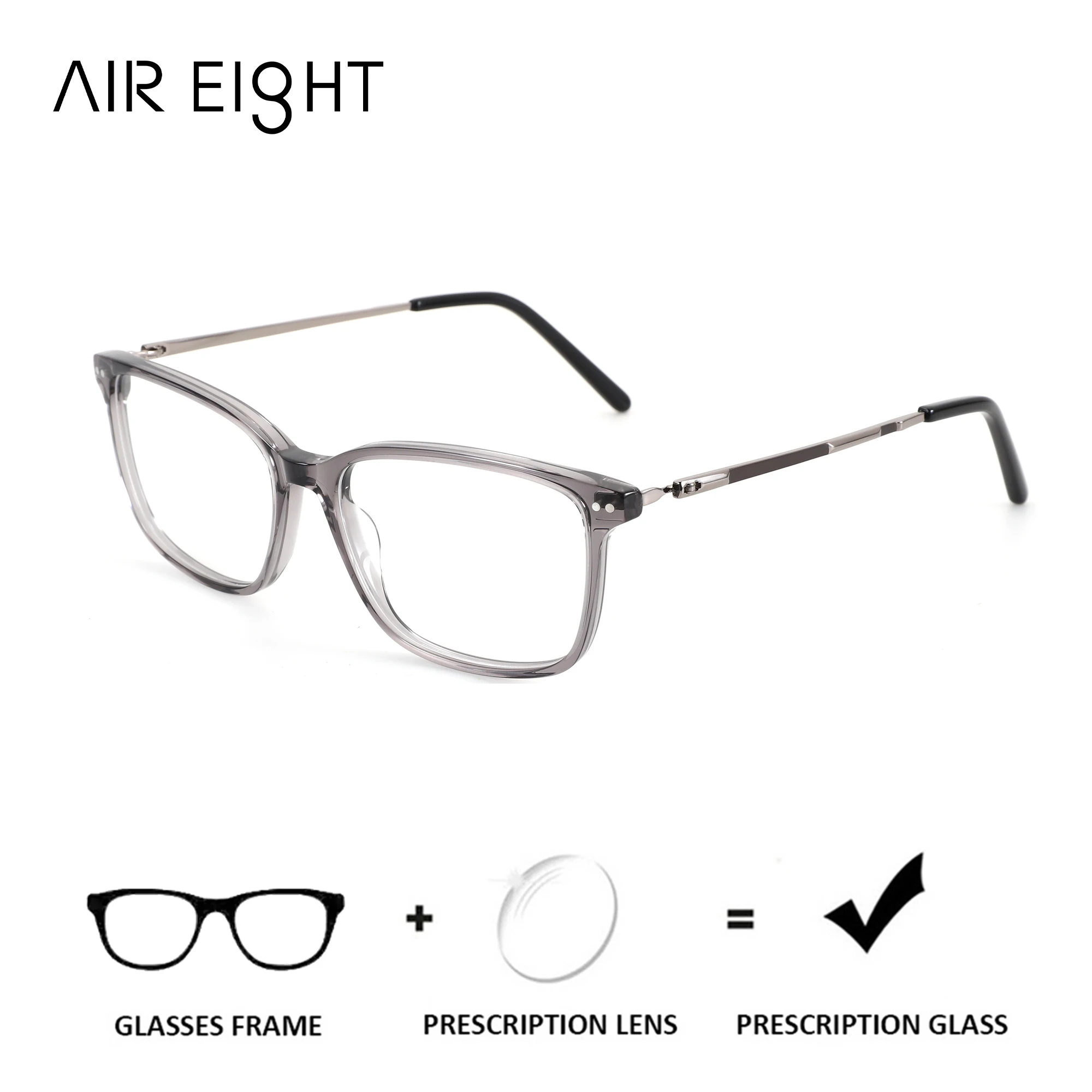

AIREIGHT (L Size) Square Acetate Prescription Glasses For Men Progressive Multifocal Optical Eyewear Myopia Eyeglasses