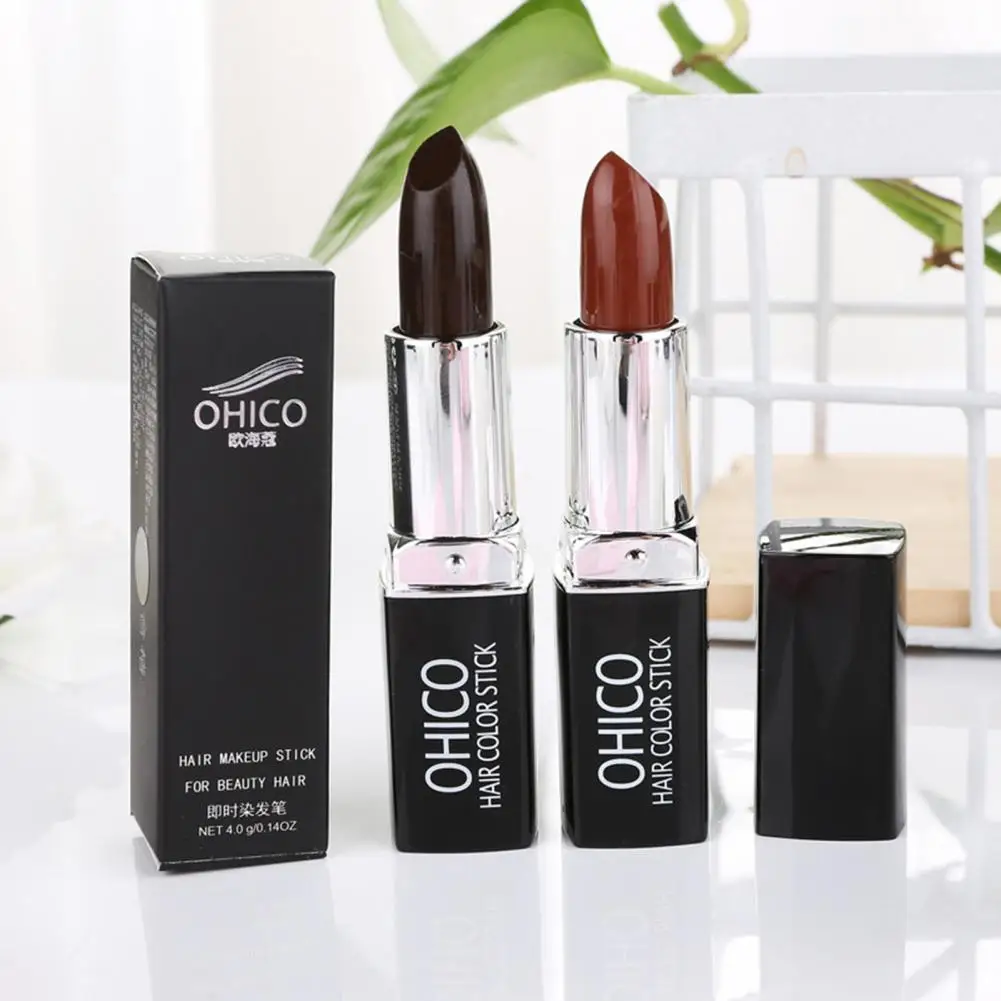 4g Temporary Haircolor Stick Healthy Lipstick Shape Disposable Hair Makeup Dye Pen Safe Hair Color Stick for Salon