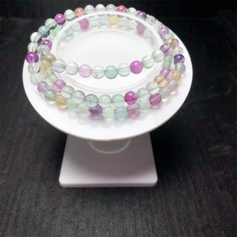 5.5mm Natural Fluorite Triple Circle Bracelet  High Quality Fashion Romantic  Bracelets  Romance Women  Men Christmas Gifts