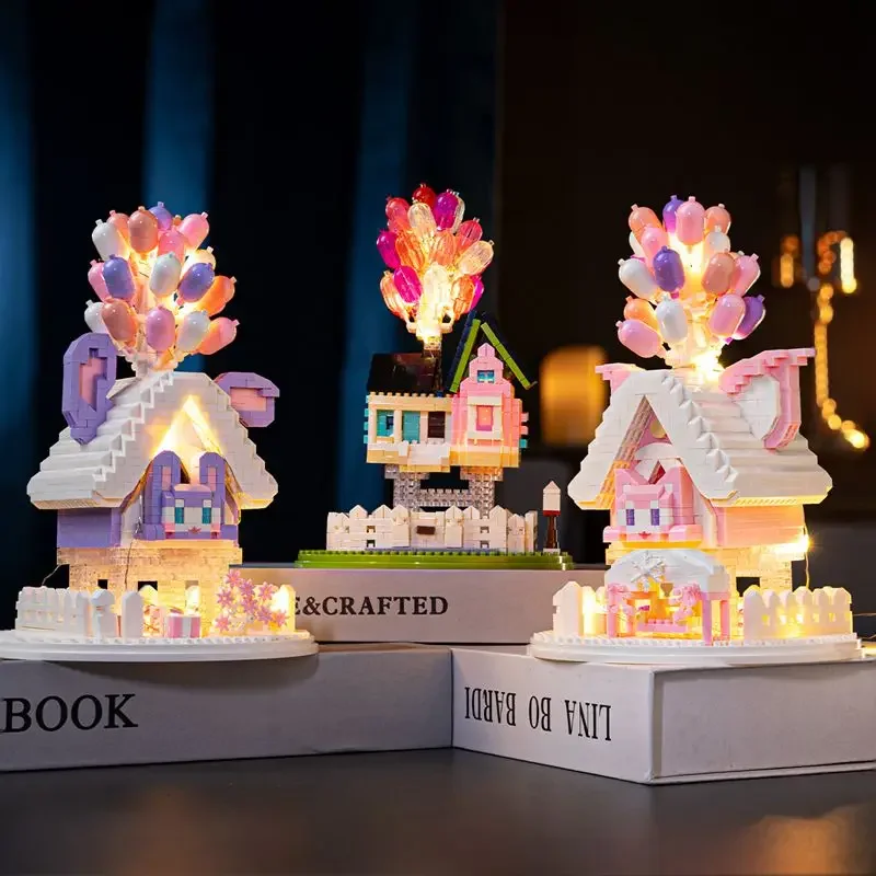 

Мини-домик из воздушных шаров, строительные блоки, вид на город, небо, коттедж, сборка, модель, кирпичи, замок принцессы, детские игрушки, праздничные подарки для девочек