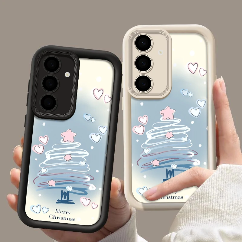 Blaue Weihnachtsbaum-Hülle für Samsung Galaxy A17 A56 A16 A15 A55 A54 A53 5G S25 Edge S24 FE S23 S22 Ultra Plus Soft Phone Cover