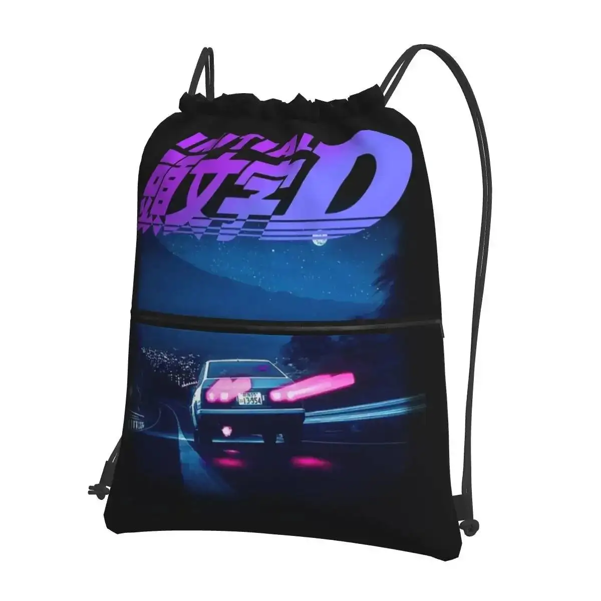 Initial D Neon Ae86 Portable Backpacks Bag Drawstring Bundle Pocket Shoes Bags For Travel Sport Man Woman