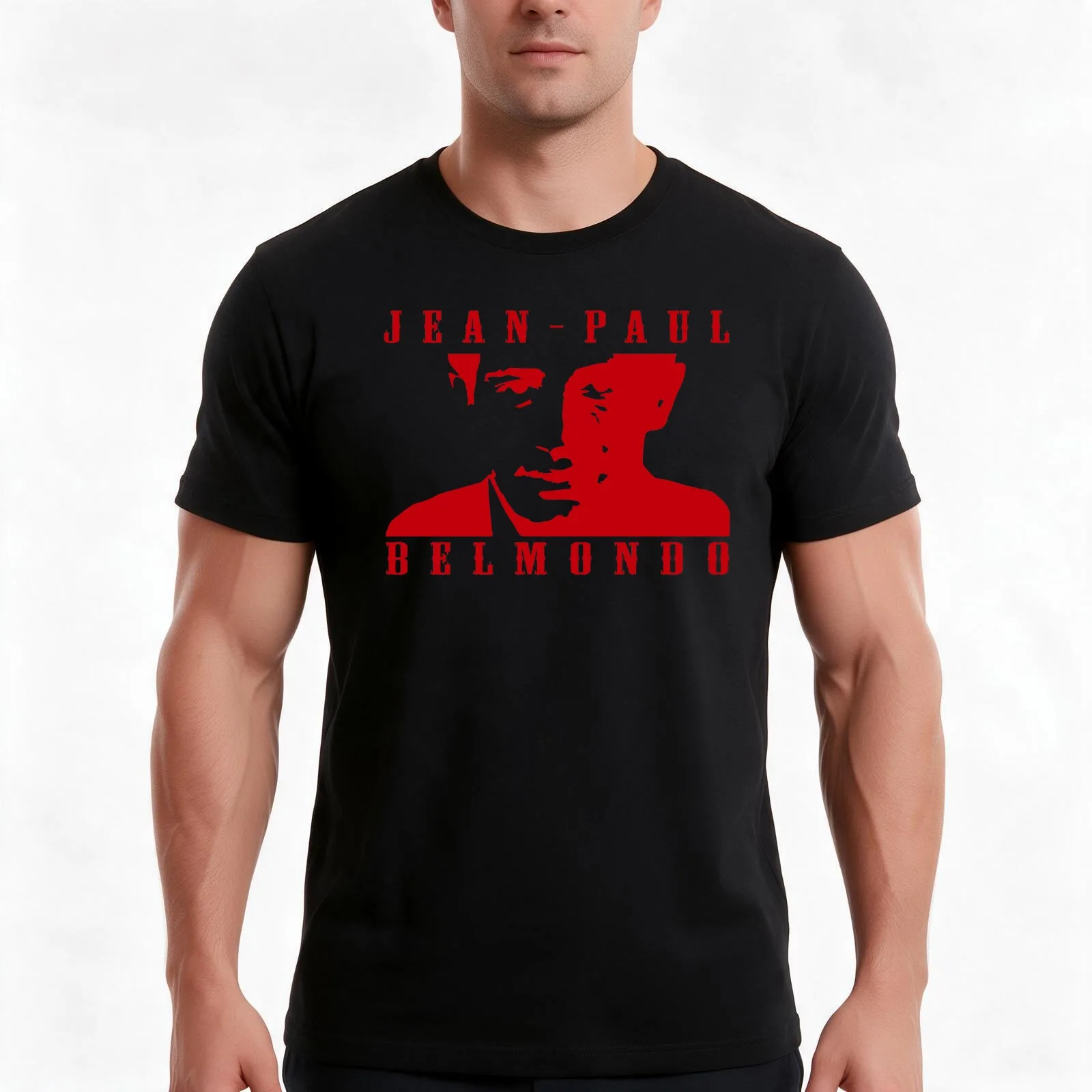Copie de jean paul belmondo T-Shirt, Summer Casual Cotton Tee, Oversized Streetwear Tops, Vintage Graphic Print, 100% Cotton