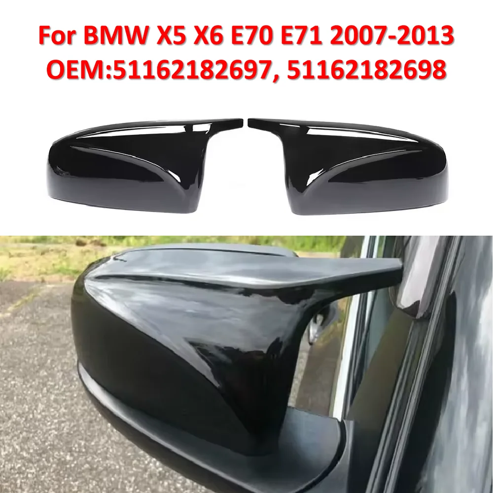 

For BMW X5 X6 E70 E71 2007-2013 Car Side Rearview Mirror Cover 51162182697 51162182698 Black/Carbon Replacement Car Accessories