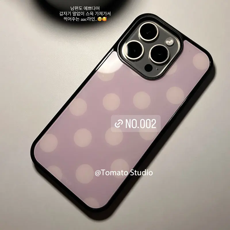 Korean Ins Fashion Purple Polka Dots Phone Case For iPhone 17 Air 16 Pro Max 15 14 Plus 13 12 11 Shockproof Silicone Back Cover view 3