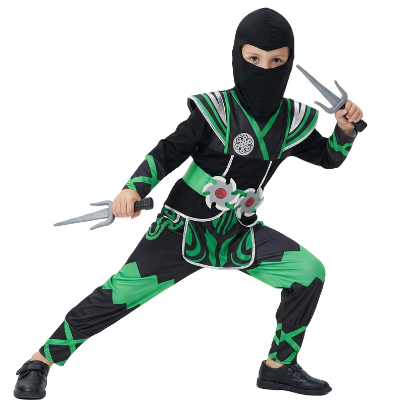 Kinder-Ninja-Kostüm Jungen Maskierter Ninja-Anzug Japanisches Samurai-Outfit Halloween Cosplay-Kostüm Mädchen Geburtstagsparty Auftrittskleidung