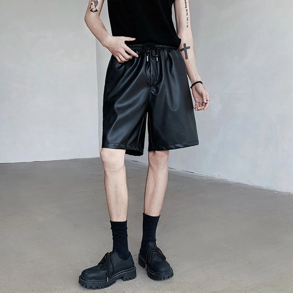 

Mens Pu Leather Motorcycle Shorts Summer Streetwear Fashion Youth Outdoor Trendy Biker Casual Five-Point Pants Men'S Wear 2026