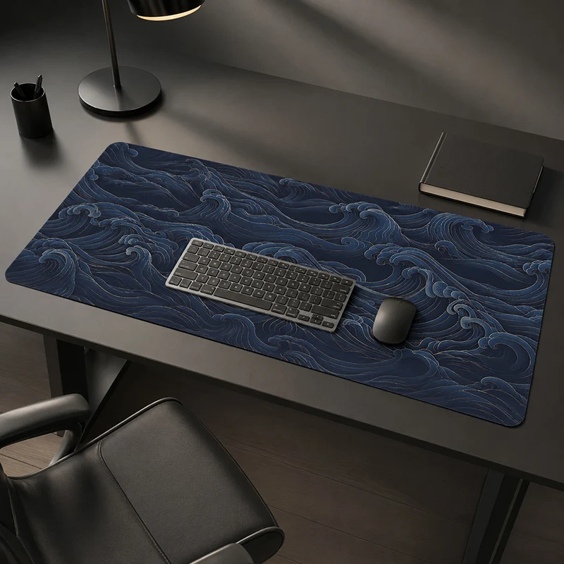 Mouse Pad Dark Blue Ocean Waves Gamer printon demand Home New Mousepad XXL keyboard pad Carpet Natural Rubber Soft Non-Slip PC