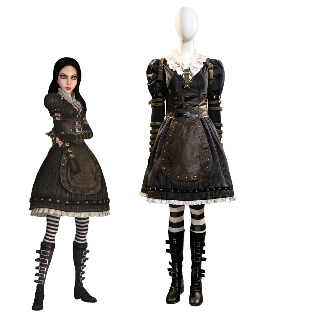 

Madness Returns Cosplay Alice Costume for Women Vintage Fancy Dress Suit Halloween Carnival Party Disguise Fighting Lolita Gown