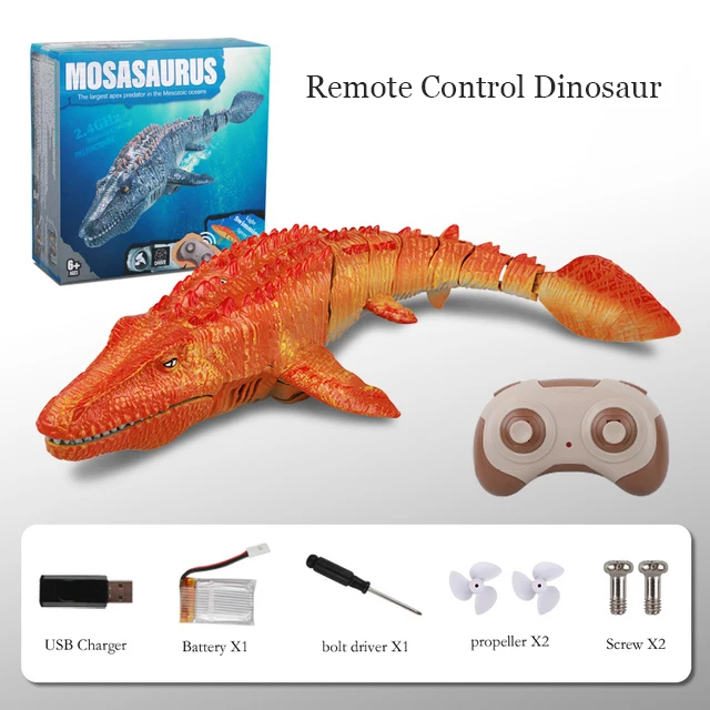 Juguete Mosasaurio A Control Remoto – Dinosaurio Que Nada Y Echa Agua, Con Batería Recargable, Para Piscina Y Juegos Acuáticos