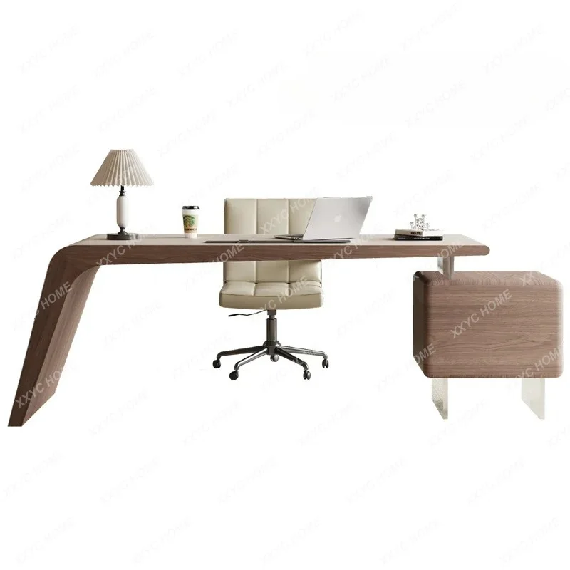 

Retro style high-end sense home desk minimalist living room study desk light luxury modern solid wood computer desk