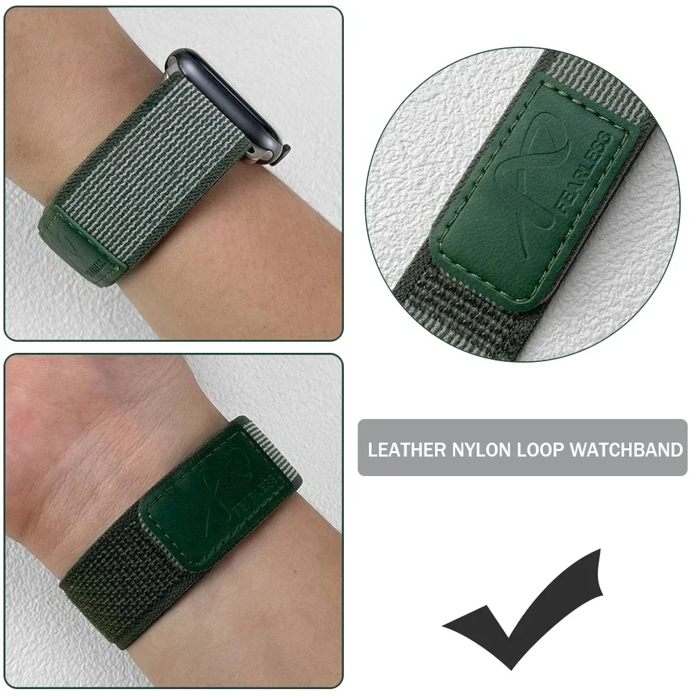 Nylon Leather Strap for Apple Watch Ultra 3/2/1 49mm 11 10 46mm 42mm Sports Breathable Wristband IWatch 9 8 7 6 SE 44/45mm 41mm image 5