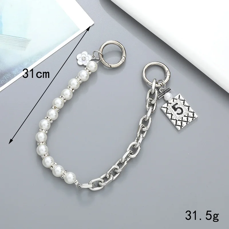 Y2K Taschenketten-Anhänger, Handtaschen-Accessoires, Mehrschichtiger Metallanhänger, Schlüsselanhänger, DIY Schleife, Perle, Blume, Ästhetik für Mädchen, Geschenk – Detail 3