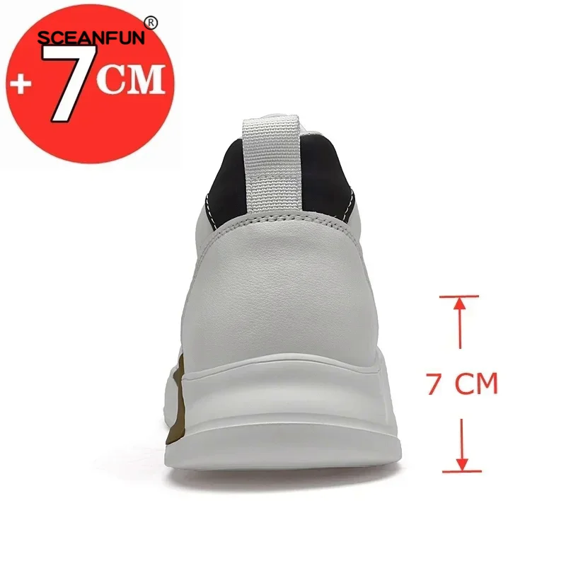 Men lift sneakers elevator shoes for men casual leather White shoes leisure height increased insole 7cm sports shoes heighting