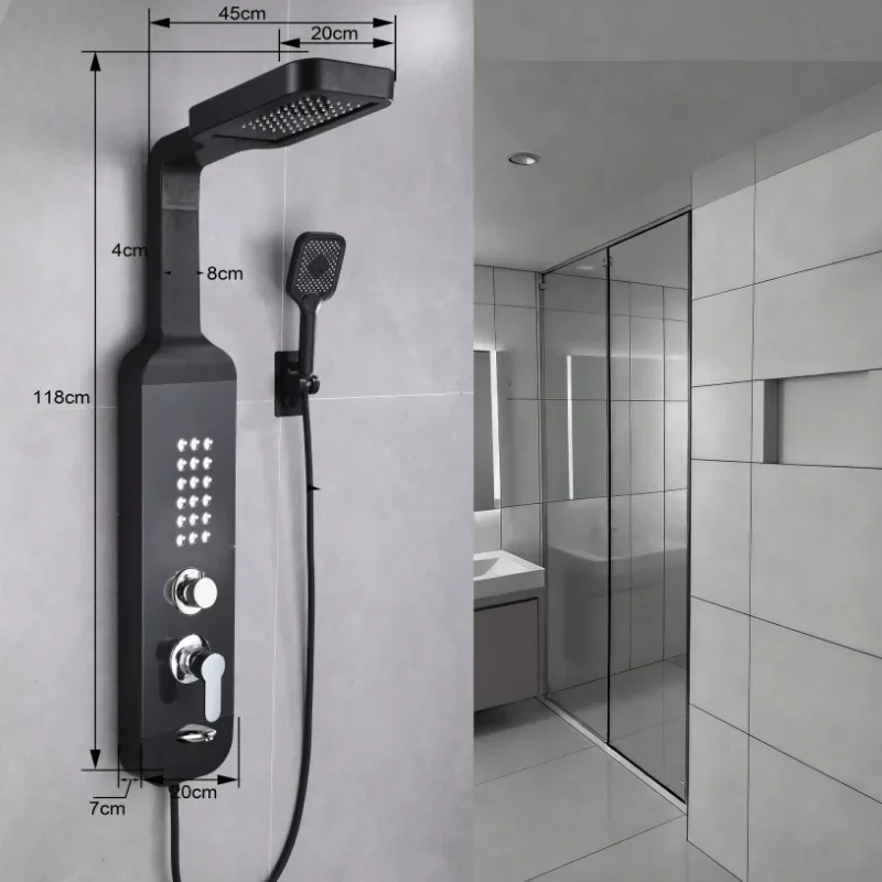 #Smart Shower Panel, 3-Function Rainfall Handheld Shower Head Set, Wall-Mounted Bathroom Fixture, Home Hotel Use, Chrome Finish