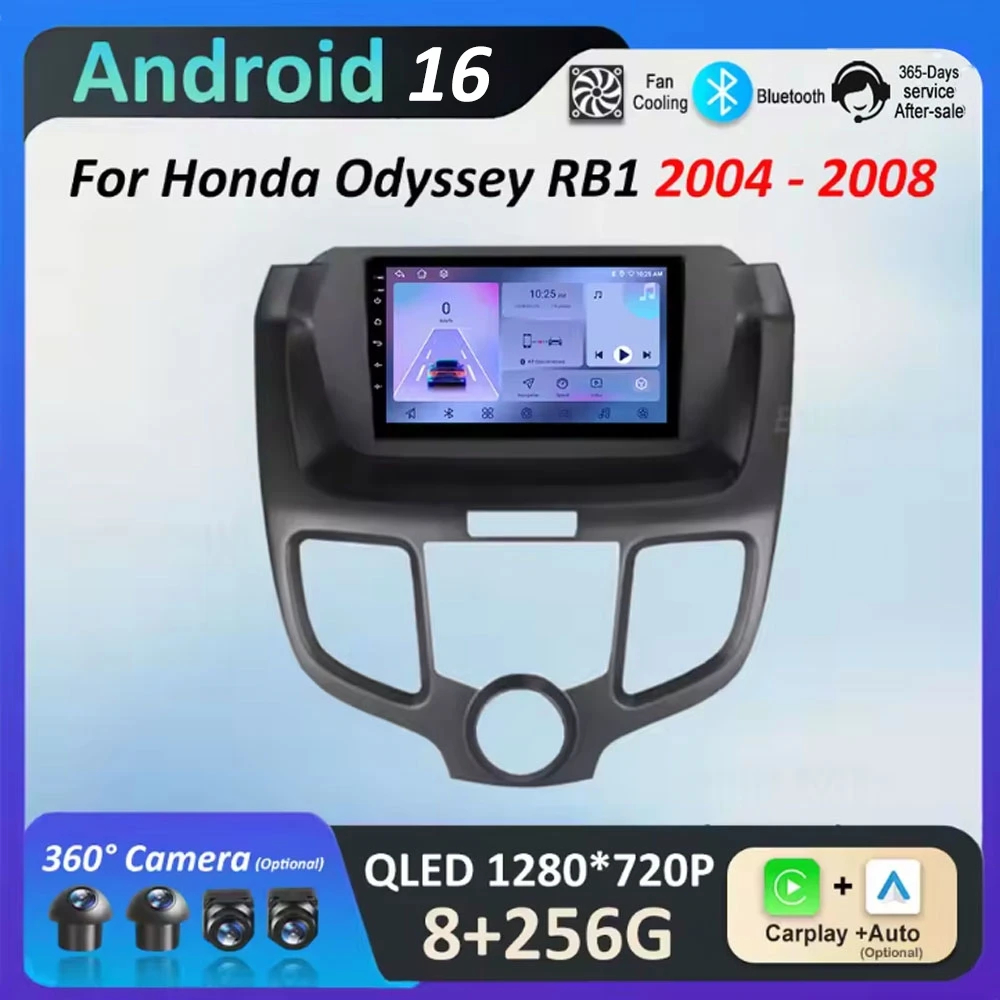 

Wireless Carplay Android 16 Car Video Multimedia Player for Honda Odyssey RB1 2004 2005 - 2008 GPS Navigation 4G IPS QLED Screen