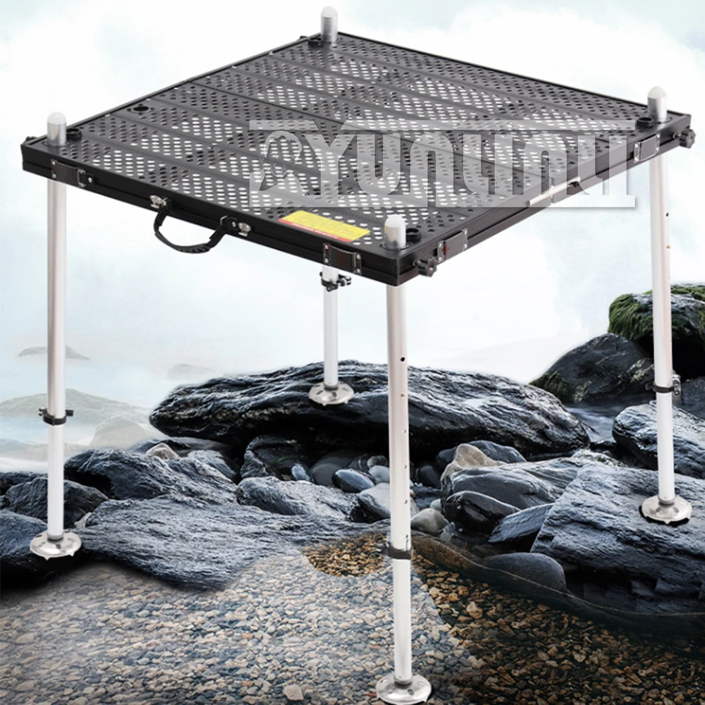 Fishing Platform Hollowed Out Ultra Lightweight Foldable And Multifunctional Thickened Aluminum Alloy Fishing Desk